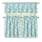 Happy Llama And Cactus Pattern Print 3 Piece Kitchen Curtains