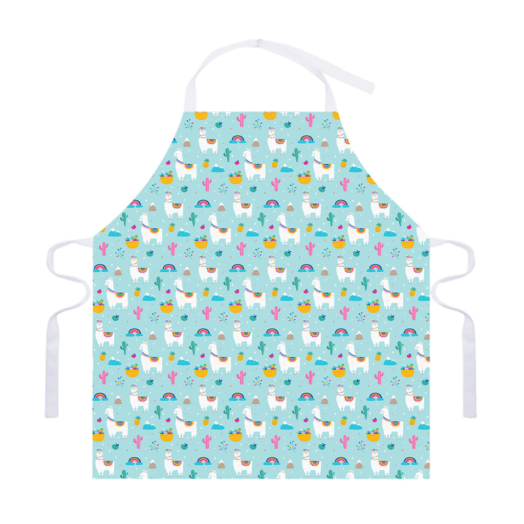 Happy Llama And Cactus Pattern Print Adjustable Apron