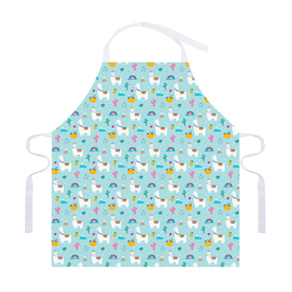 Happy Llama And Cactus Pattern Print Adjustable Apron
