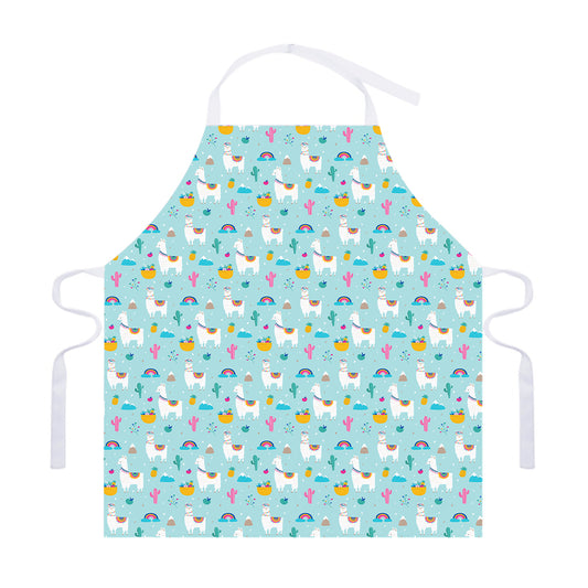 Happy Llama And Cactus Pattern Print Adjustable Apron