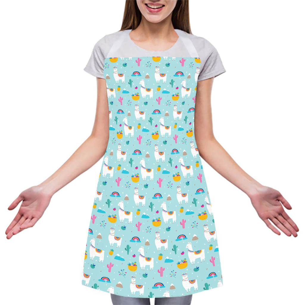 Happy Llama And Cactus Pattern Print Adjustable Apron