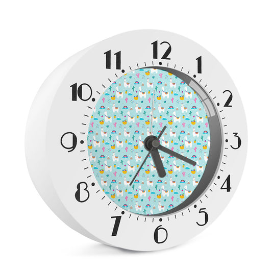 Happy Llama And Cactus Pattern Print Alarm Clock