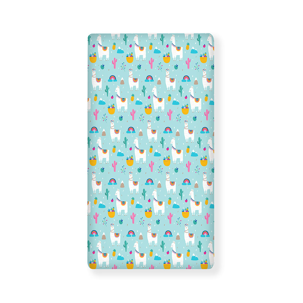 Happy Llama And Cactus Pattern Print Baby Crib Sheet