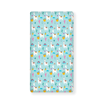 Happy Llama And Cactus Pattern Print Baby Crib Sheet