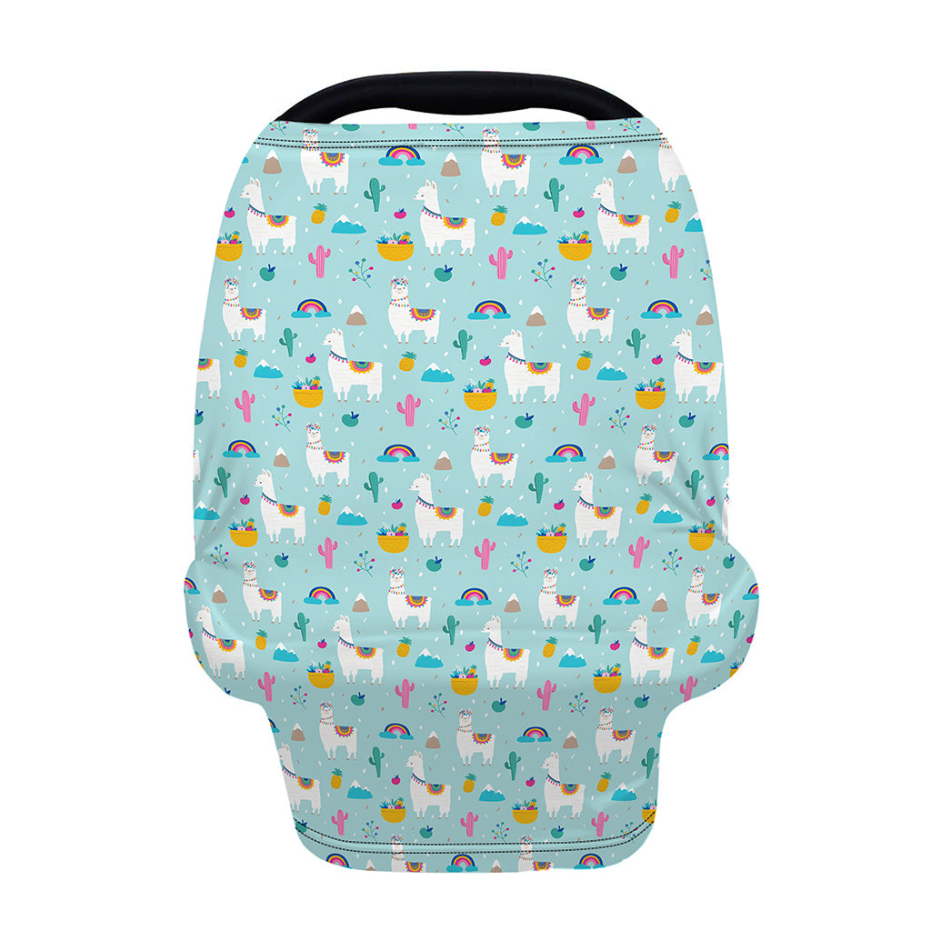 Happy Llama And Cactus Pattern Print Baby Seat Cover