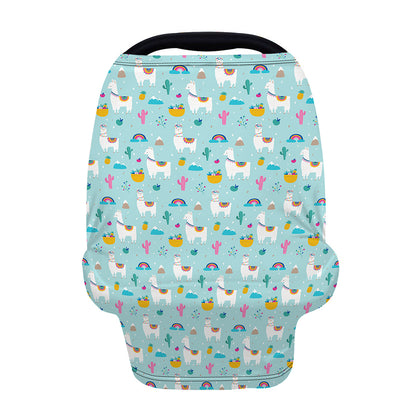 Happy Llama And Cactus Pattern Print Baby Seat Cover