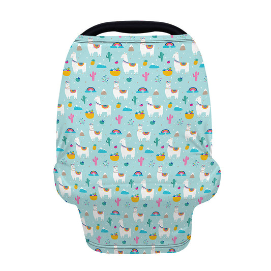 Happy Llama And Cactus Pattern Print Baby Seat Cover
