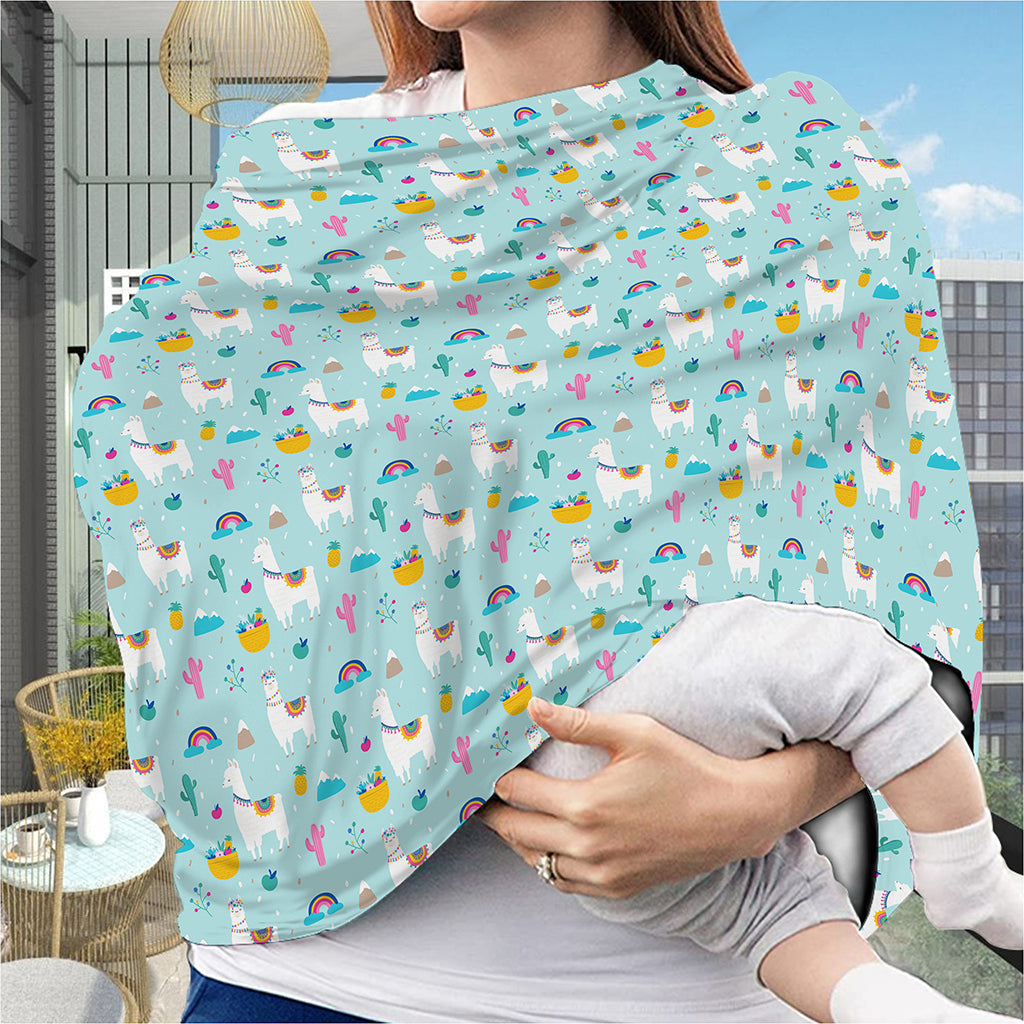 Happy Llama And Cactus Pattern Print Baby Seat Cover