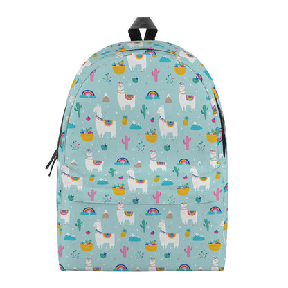 Happy Llama And Cactus Pattern Print Backpack