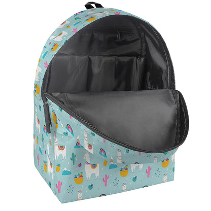 Happy Llama And Cactus Pattern Print Backpack