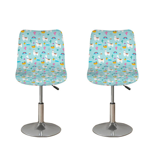 Happy Llama And Cactus Pattern Print Bar Stool Covers