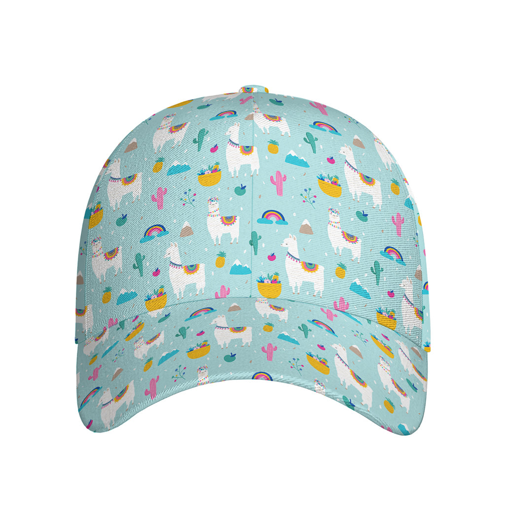 Happy Llama And Cactus Pattern Print Baseball Cap