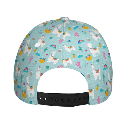 Happy Llama And Cactus Pattern Print Baseball Cap