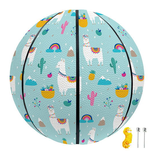 Happy Llama And Cactus Pattern Print Basketball