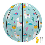 Happy Llama And Cactus Pattern Print Basketball