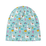 Happy Llama And Cactus Pattern Print Beanie