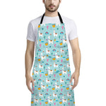 Happy Llama And Cactus Pattern Print Bib Apron With Pocket