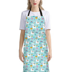 Happy Llama And Cactus Pattern Print Bib Apron With Pocket