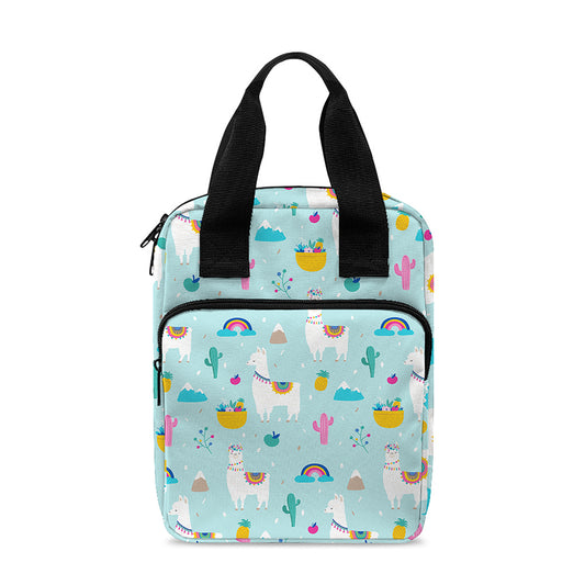 Happy Llama And Cactus Pattern Print Bible Tote Bag