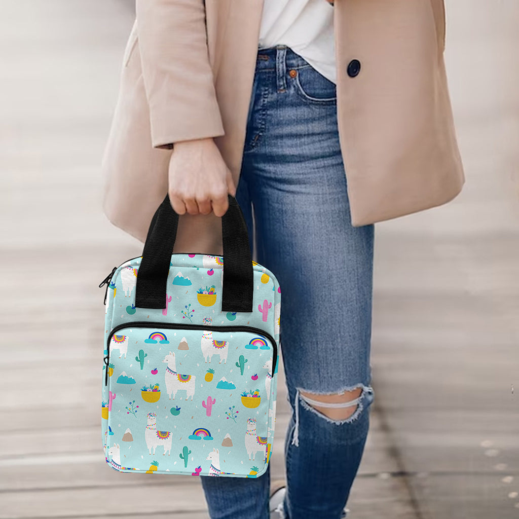 Happy Llama And Cactus Pattern Print Bible Tote Bag