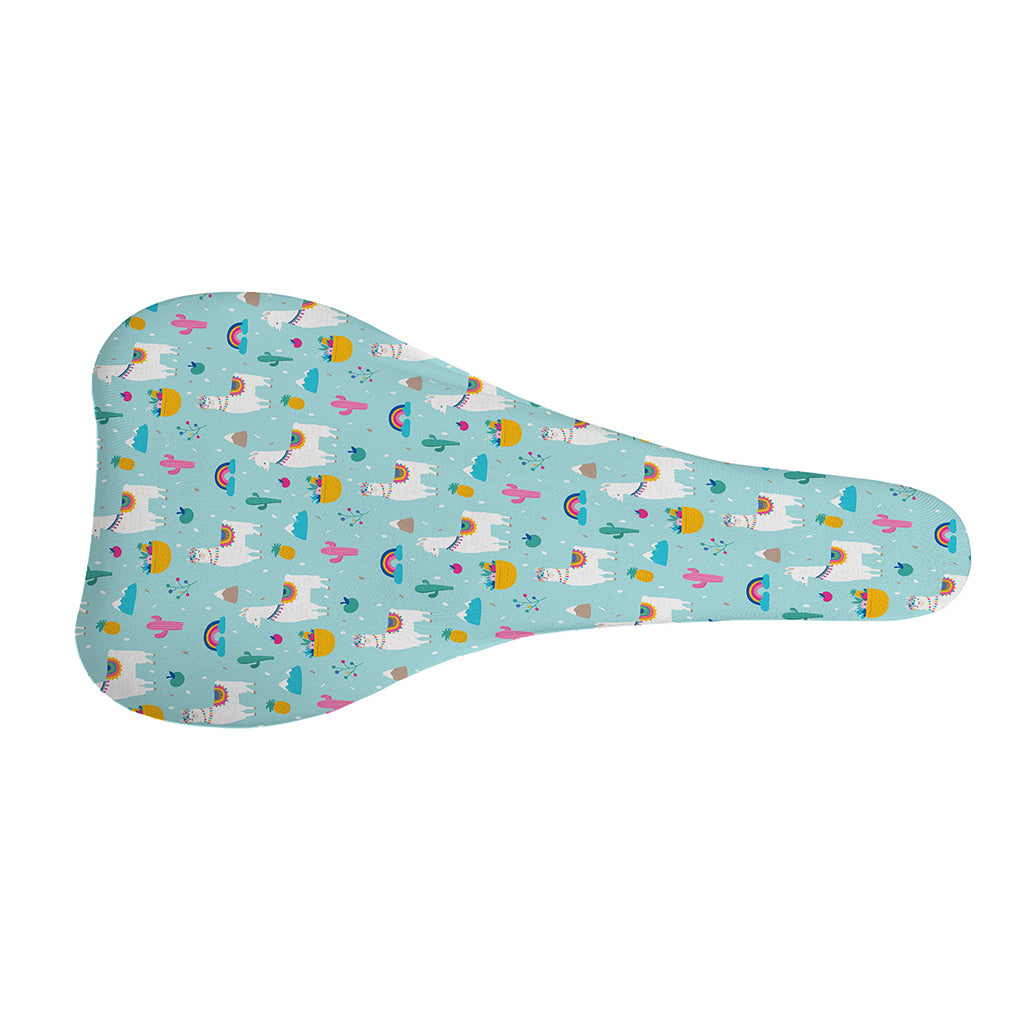 Happy Llama And Cactus Pattern Print Bicycle Seat Cover