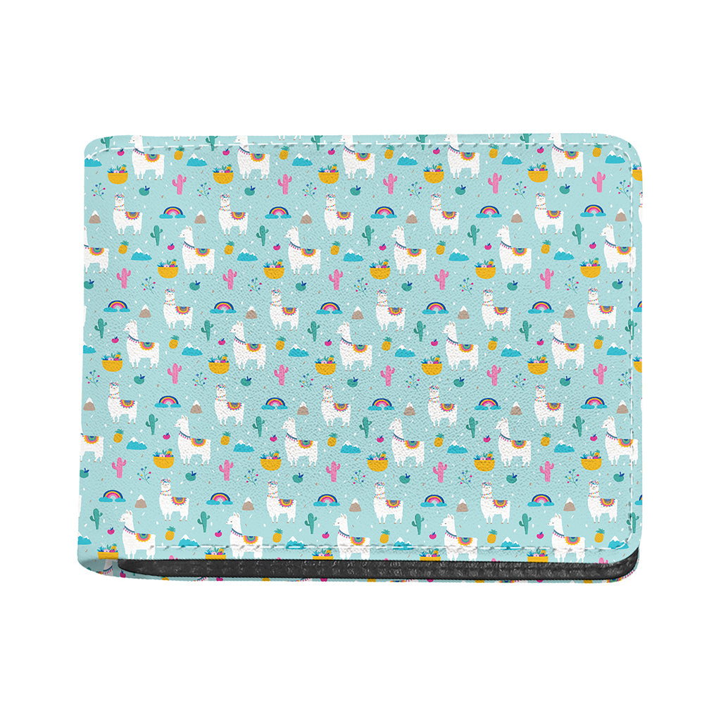 Happy Llama And Cactus Pattern Print Bifold Wallet