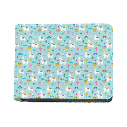 Happy Llama And Cactus Pattern Print Bifold Wallet