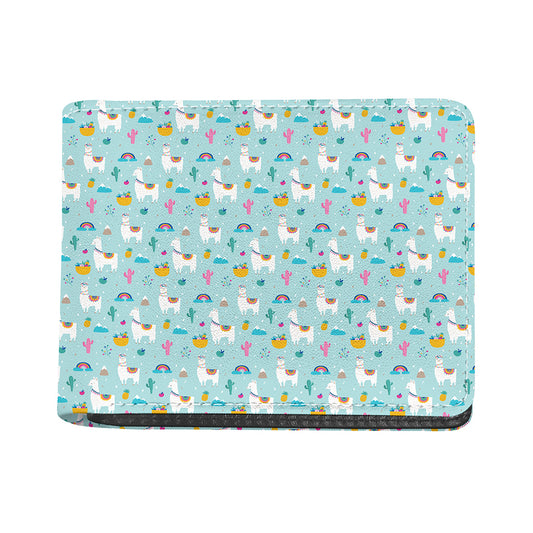 Happy Llama And Cactus Pattern Print Bifold Wallet