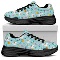 Happy Llama And Cactus Pattern Print Black Chunky Shoes