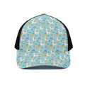 Happy Llama And Cactus Pattern Print Black Mesh Trucker Hat