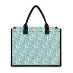 Happy Llama And Cactus Pattern Print Canvas Tote Bag