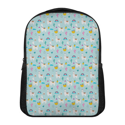 Happy Llama And Cactus Pattern Print Casual Backpack