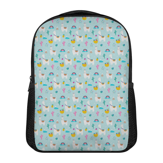 Happy Llama And Cactus Pattern Print Casual Backpack