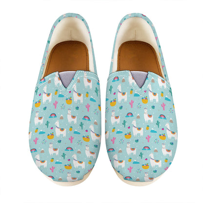 Happy Llama And Cactus Pattern Print Casual Shoes