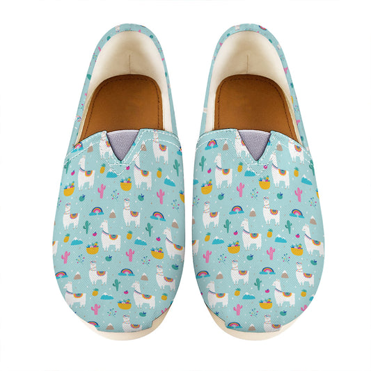 Happy Llama And Cactus Pattern Print Casual Shoes