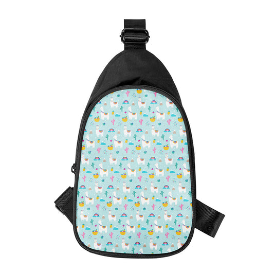 Happy Llama And Cactus Pattern Print Chest Bag