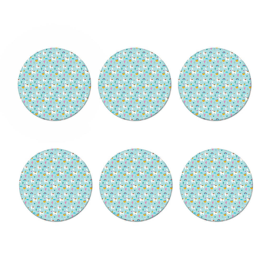 Happy Llama And Cactus Pattern Print Coaster Set