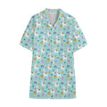 Happy Llama And Cactus Pattern Print Cotton Hawaiian Shirt
