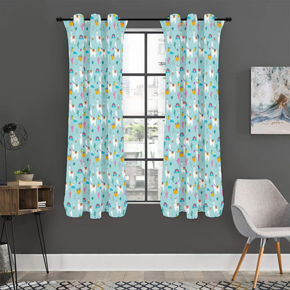 Happy Llama And Cactus Pattern Print Curtain