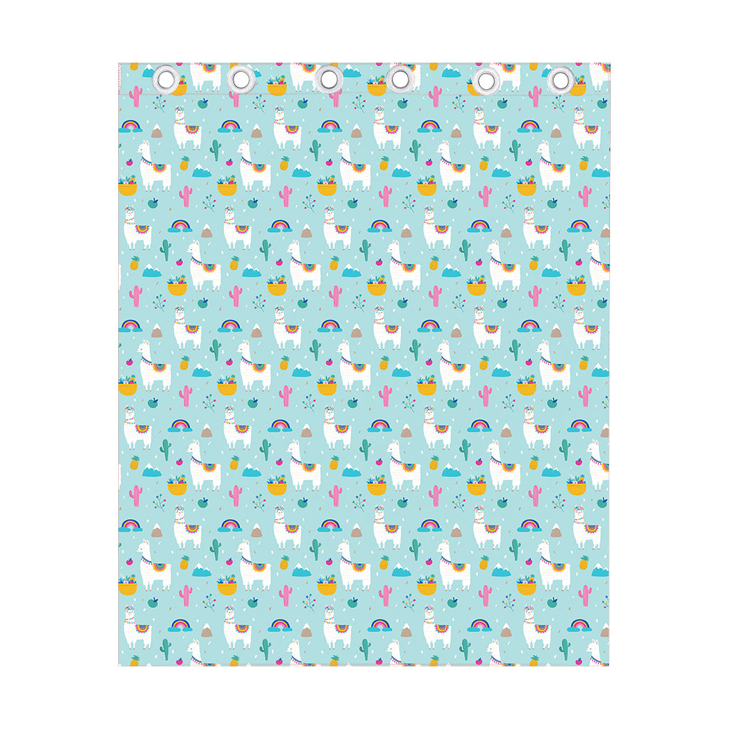 Happy Llama And Cactus Pattern Print Curtain