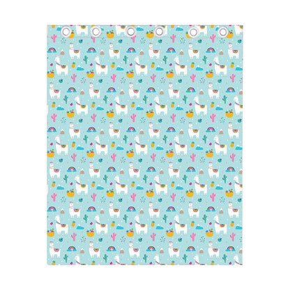 Happy Llama And Cactus Pattern Print Curtain