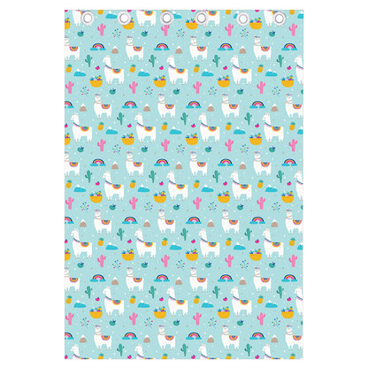 Happy Llama And Cactus Pattern Print Curtain