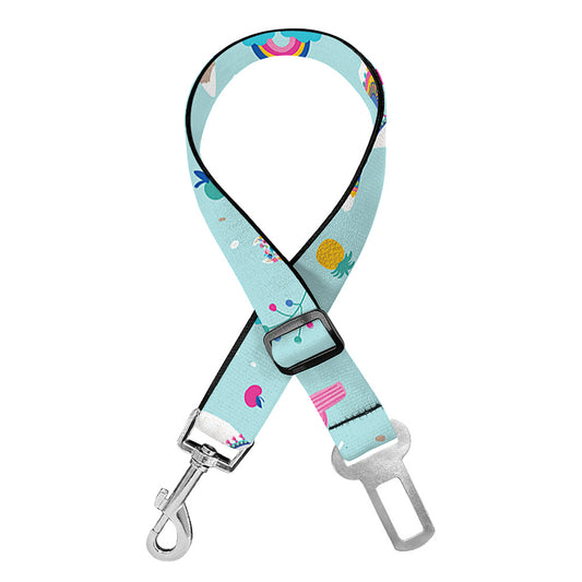 Happy Llama And Cactus Pattern Print Dog Seat Belt