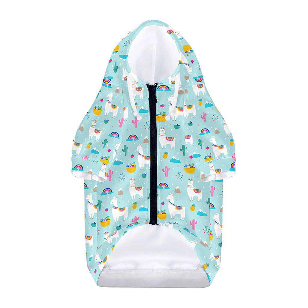 Happy Llama And Cactus Pattern Print Dog Zip Up Hoodie
