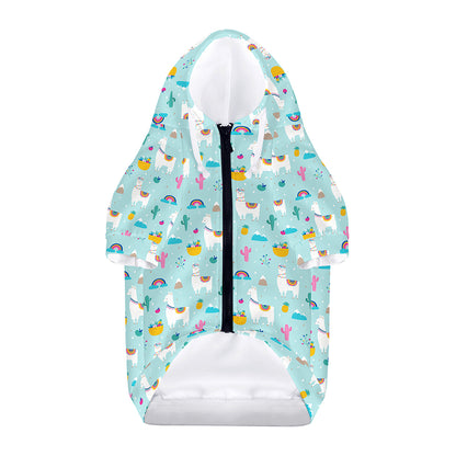 Happy Llama And Cactus Pattern Print Dog Zip Up Hoodie