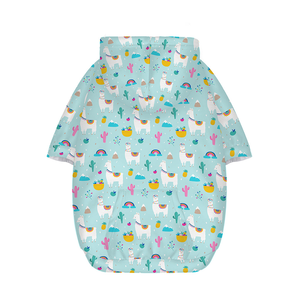 Happy Llama And Cactus Pattern Print Dog Zip Up Hoodie