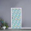 Happy Llama And Cactus Pattern Print Door Sticker