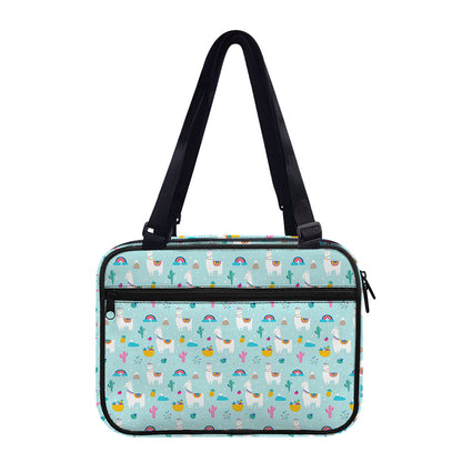 Happy Llama And Cactus Pattern Print Double Strap Bible Bag