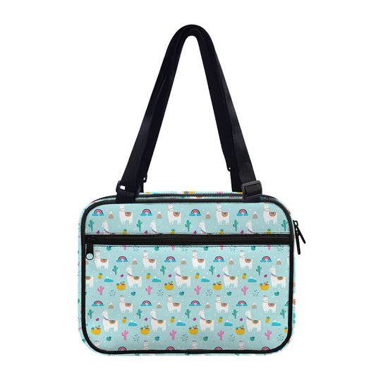 Happy Llama And Cactus Pattern Print Double Strap Bible Bag