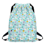 Happy Llama And Cactus Pattern Print Drawstring Backpack